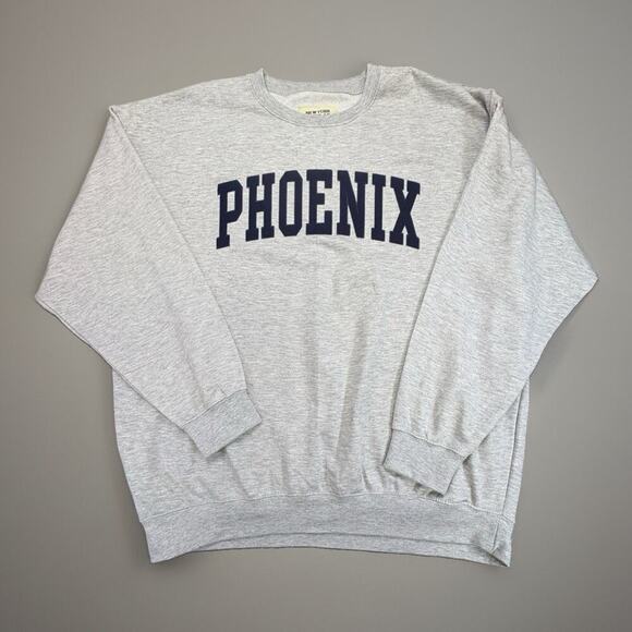 new york popular Other - New York Popular Phoenix Crewneck Sweatshirt Gray Navy Block Ltr Embroidered 2XL
